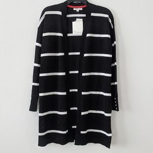 Black and White striped Long Cardigan